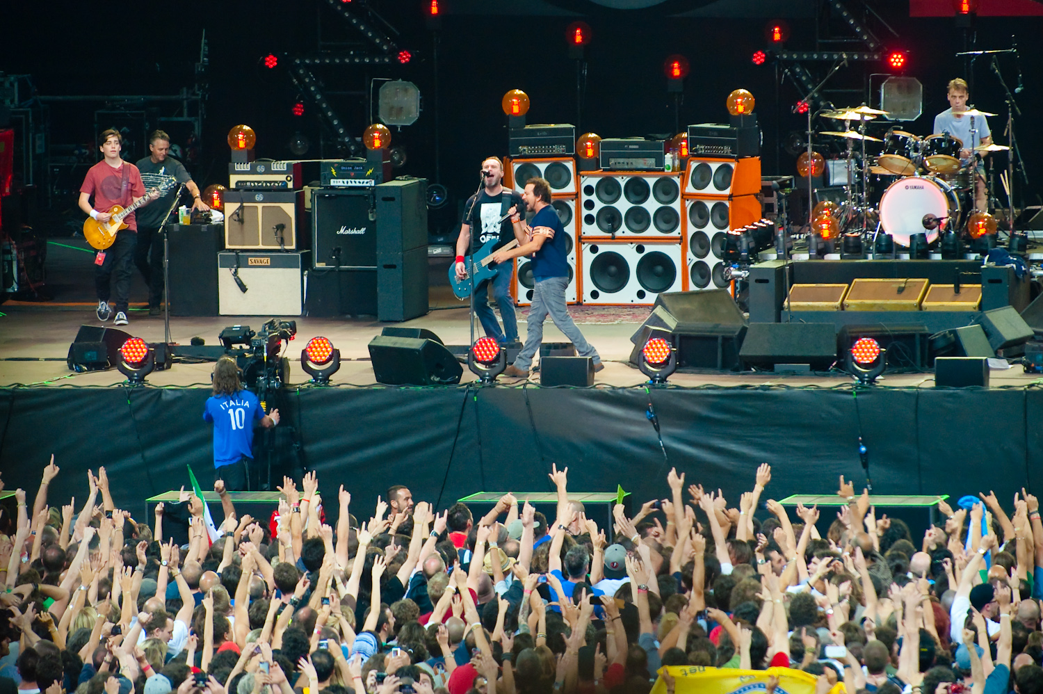 Pearl Jam performing live on stage